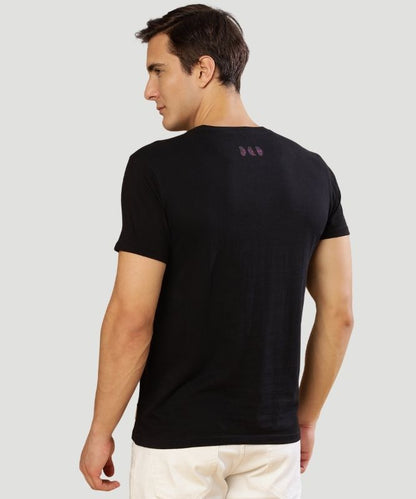 Men's Black Graphic Print Half Sleeves Regular Fit T-Shirt
